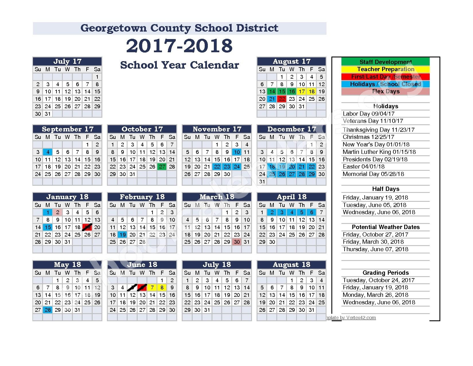 Calendars District Calendar Georgetown High School - Induced