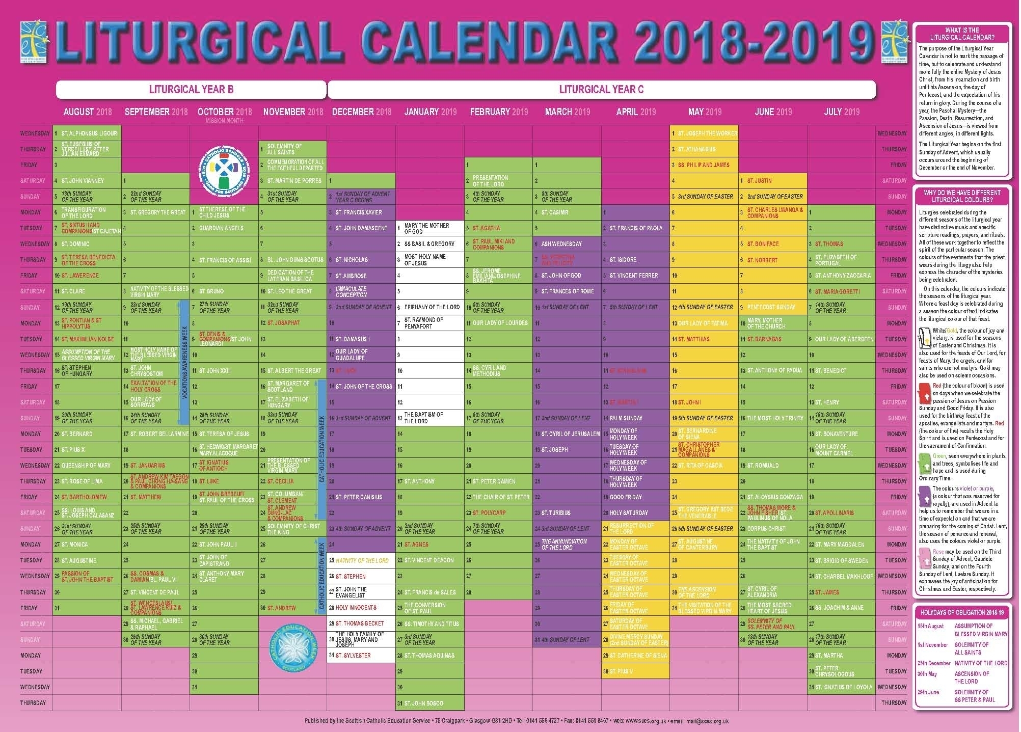 Catholic Liturgical Calendar 2020 Pdf - Calendar Inspiration