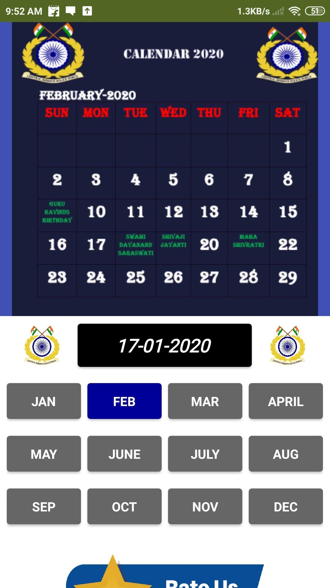 Crpf Calendar 👮- For Leave Gh &amp; Rh🇮🇳 🇮🇳 For Android