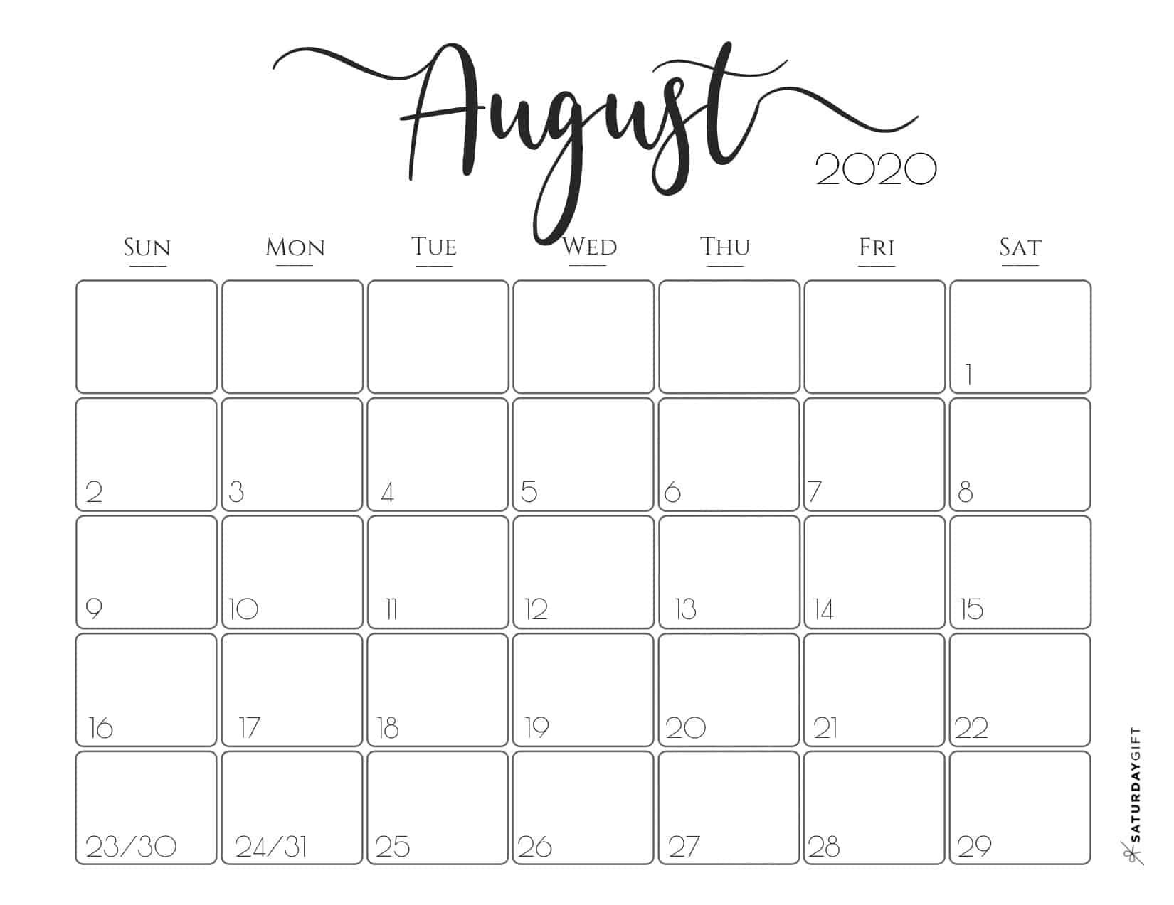 Cute (&amp; Free!) Printable August 2020 Calendar | Free