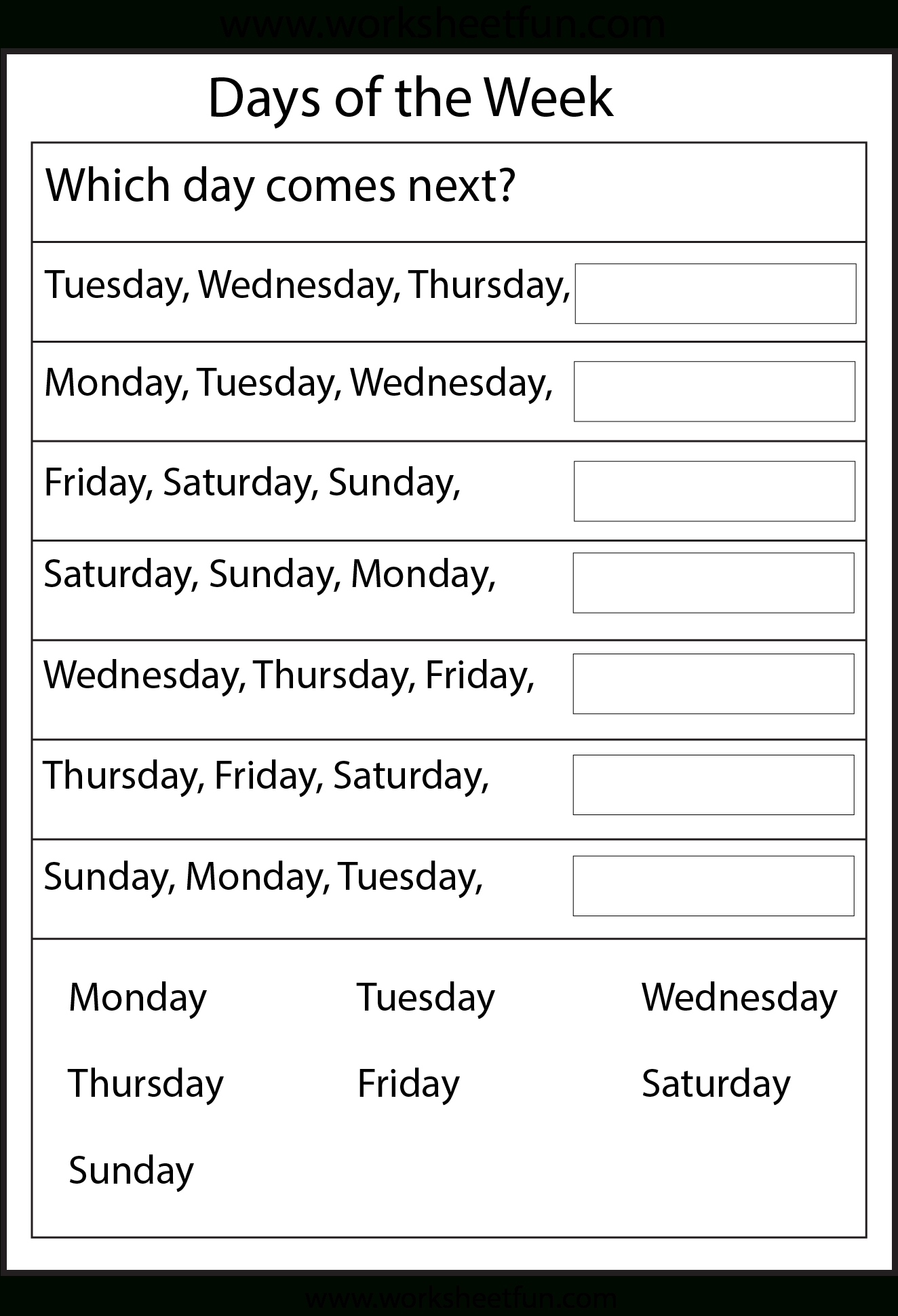 Days Of The Week (With Images) | School Worksheets