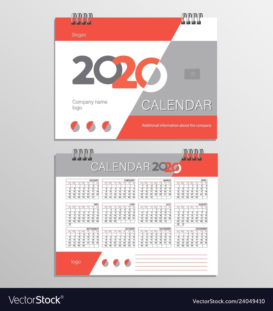 Desk Calendar Template For 2020 Year