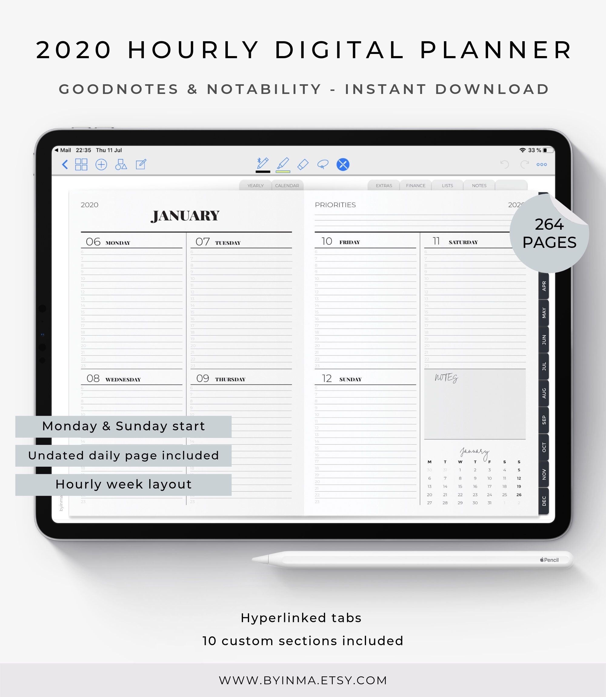 Digital Planner 2020, Goodnotes Planner, Digital Planner For