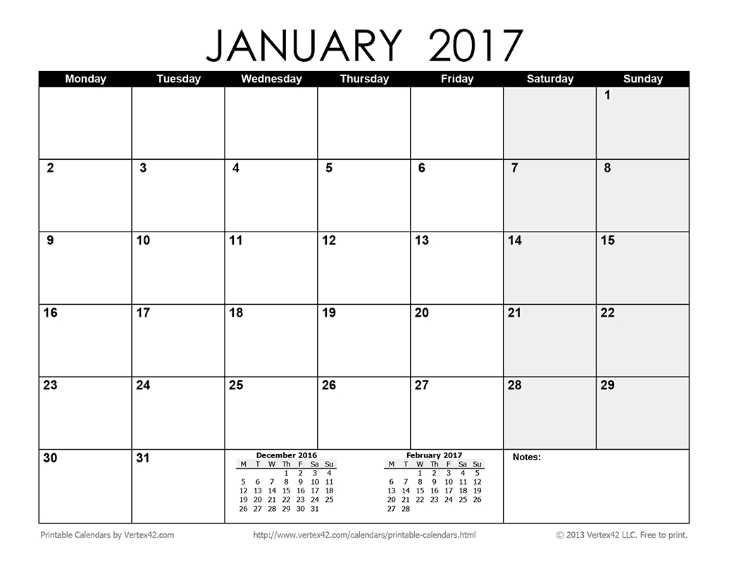 Download A Free Printable Monthly 2017 Calendar From