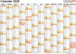 Excel Calendar 2020 (Uk) | 17 Printable Templates (Xlsx, Free)