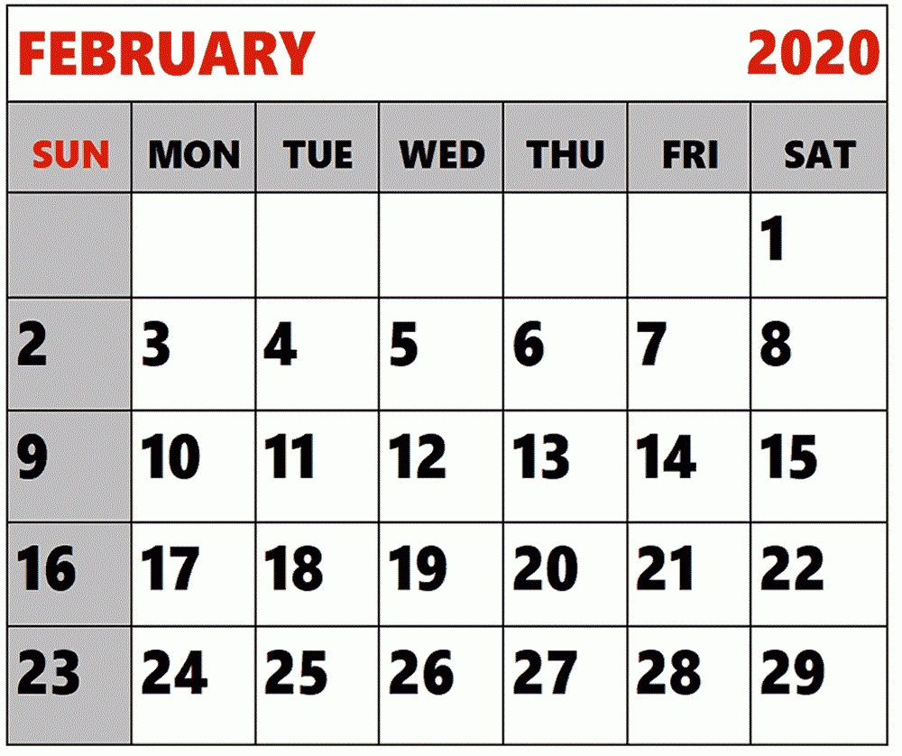 February 2020 Calendar Printable Small Business Management