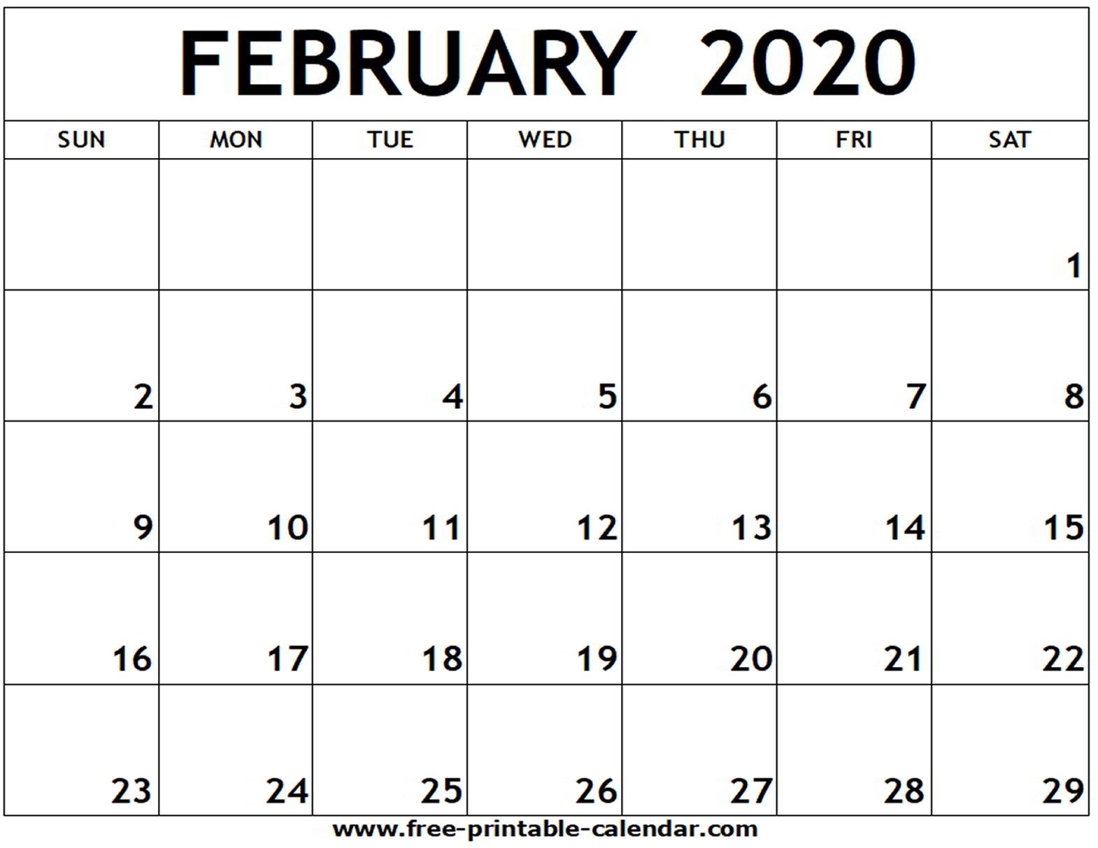 Free Printable Calendar January And February 2020 Month Calendar