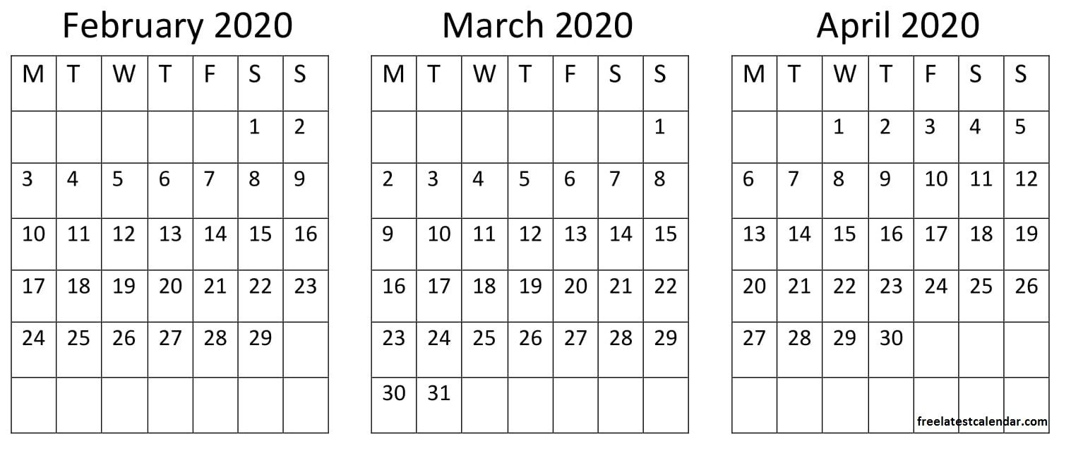 February March April 2020 Calendar In 2020 | Holiday