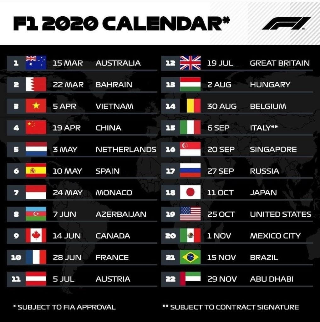 Formula 1 2020 Live Stream, Schedule &amp; Live Telecast Information