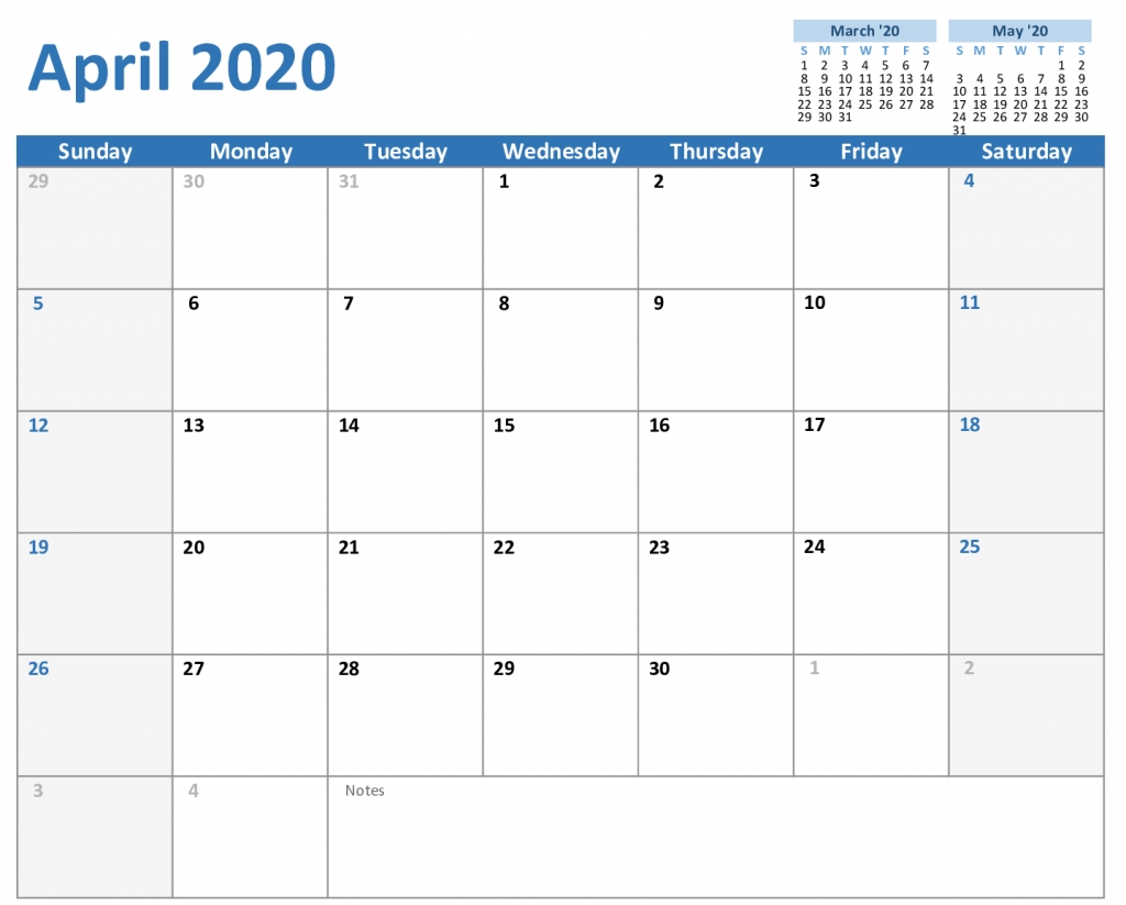 Free April Calendar 2020 Printable Editable In Pdf, Word