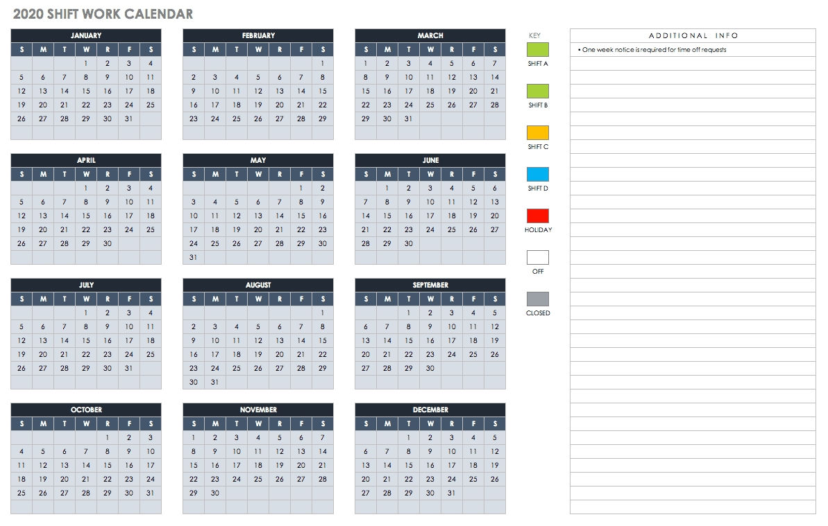 Printable Employee Calendar Timeclock