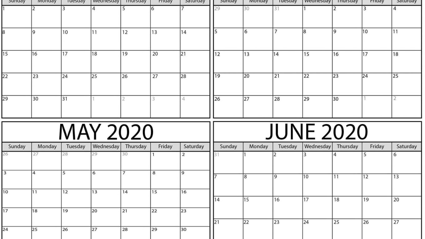 Free March To June 2020 Calendar Pdf Templates - One