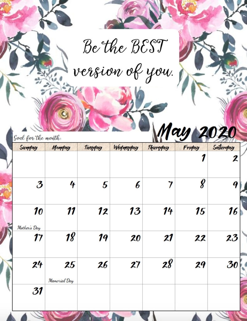 Free Printable 2020 Monthly Motivational Calendars