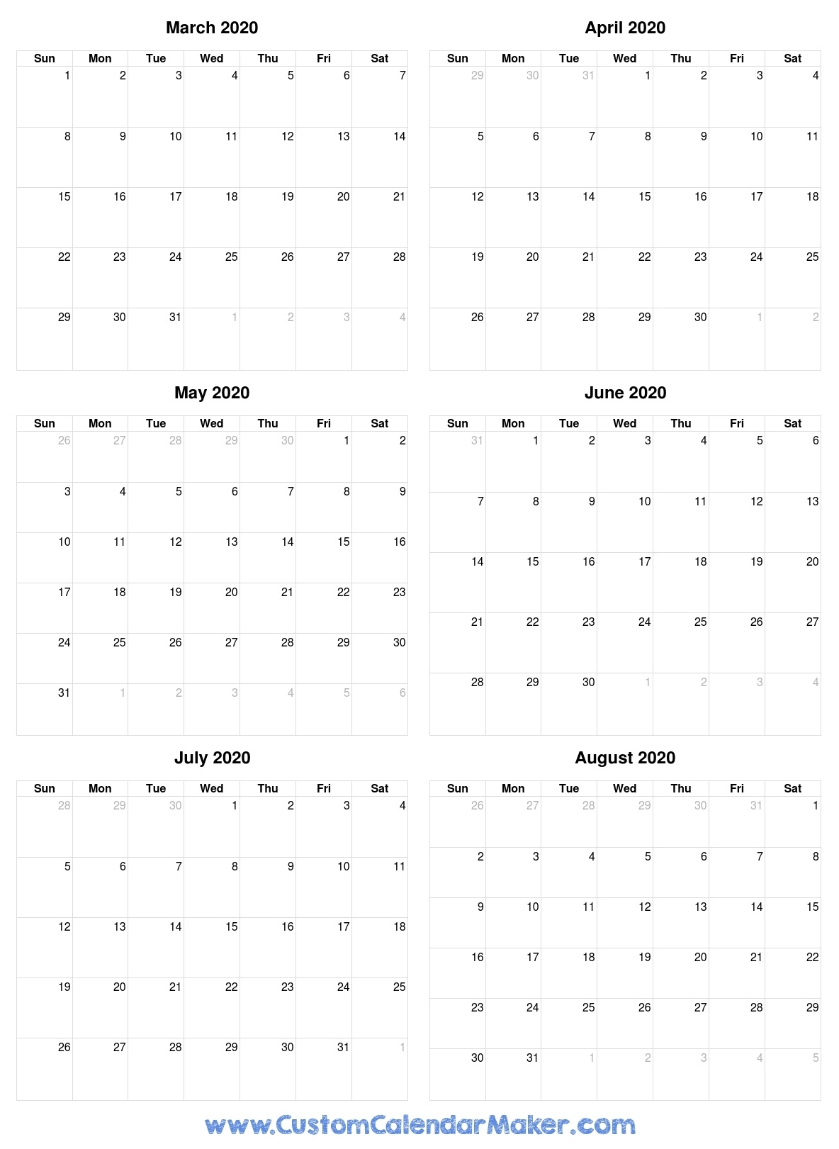 Free Printable Calendars, Blank Pdf Templates To Print A