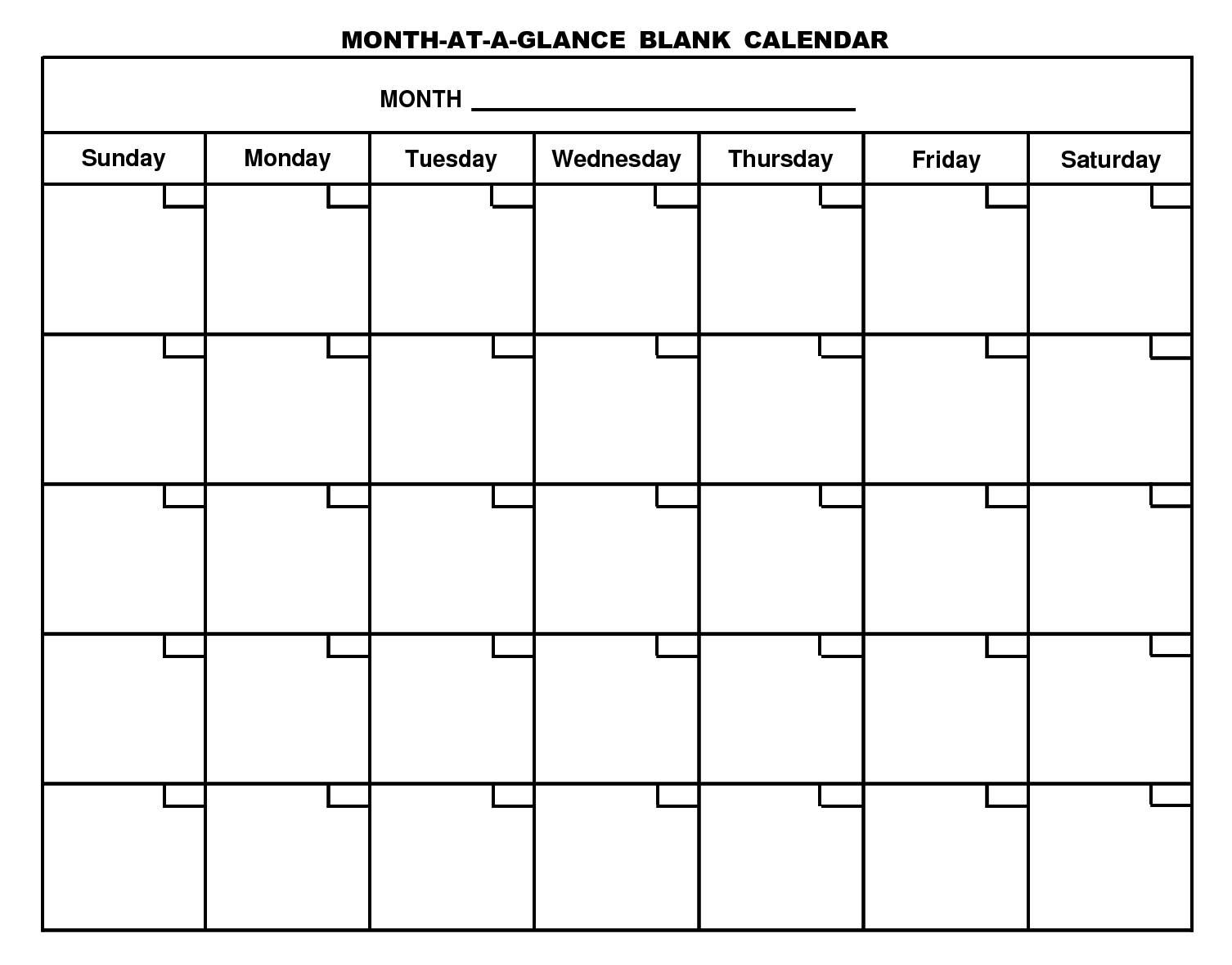 Free Printable Calendar Large Boxes Month Calendar Printable