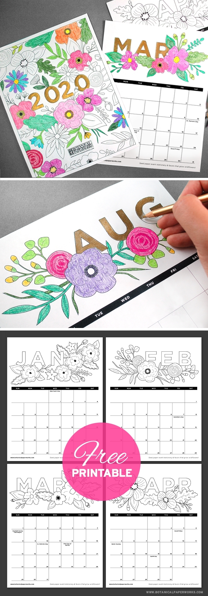 Free Printables} 2020 Calendars | Blog | Botanical Paperworks