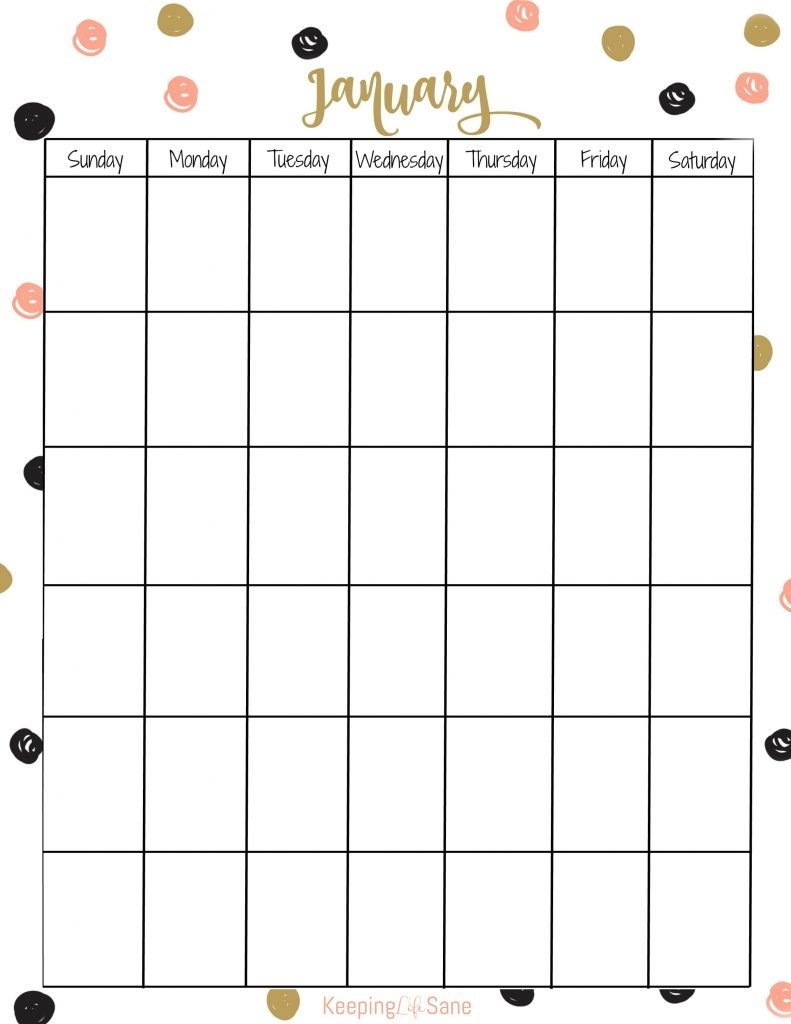 Free Vertical Printable Monthly Calendar - Keeping Life Sane
