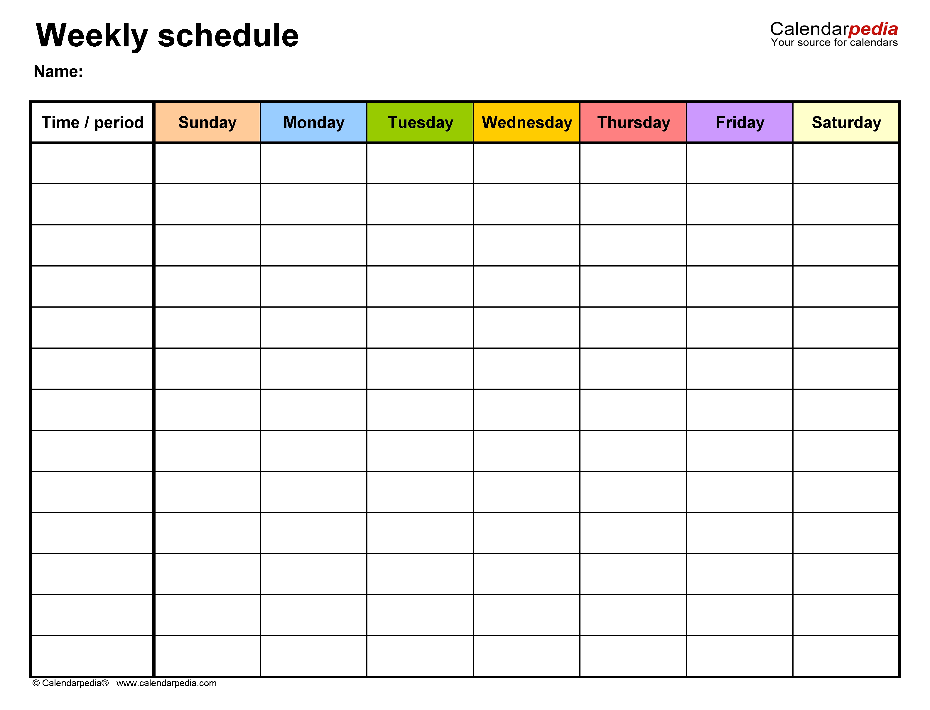 microsoft excel weekly schedule templates