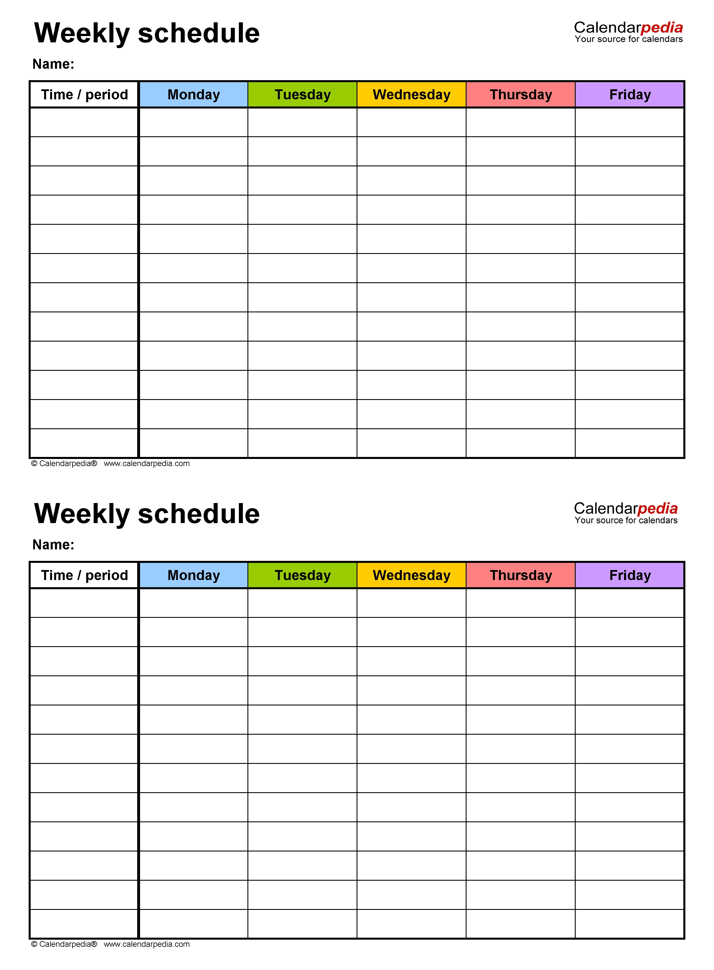 Weekly Calendar Schedule Template Free - Cass Maryjo