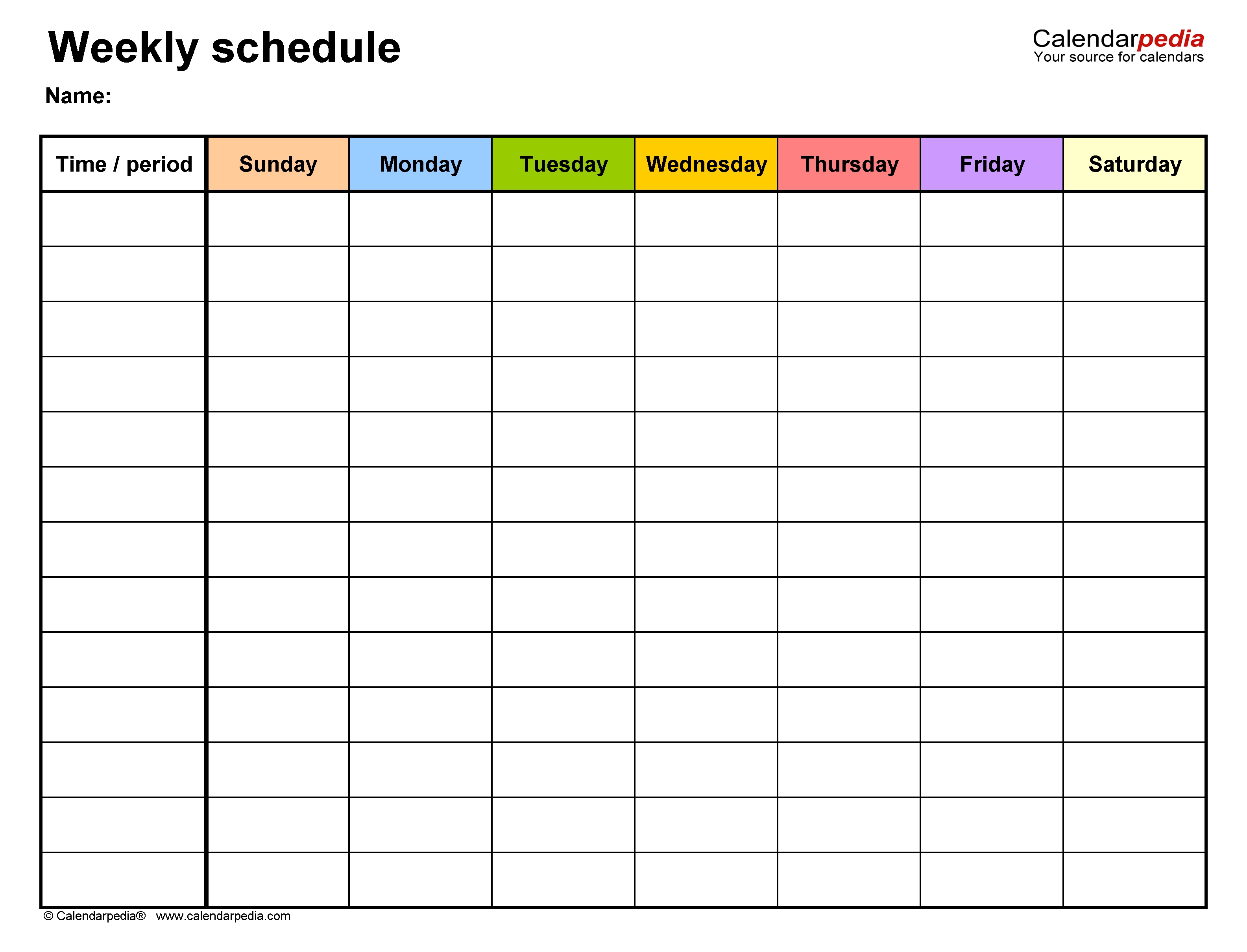 calendar work week schedule template