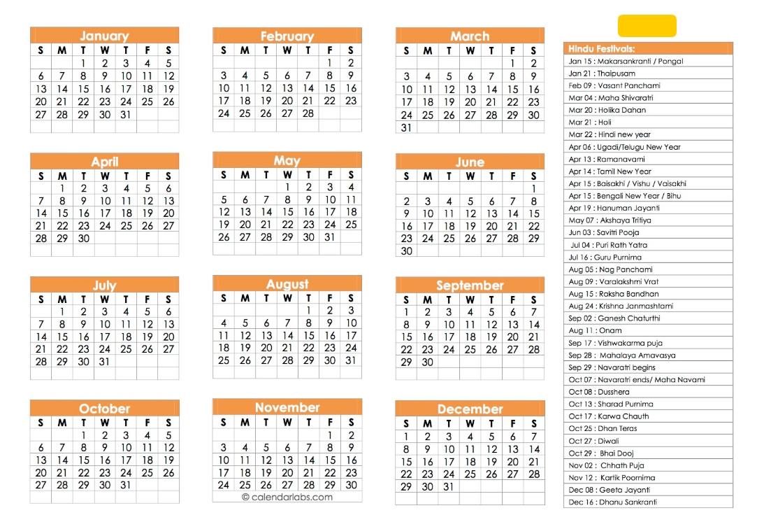 Hindu Calendar 2019 | Festivals, Tyohar, Panchang, Tithi