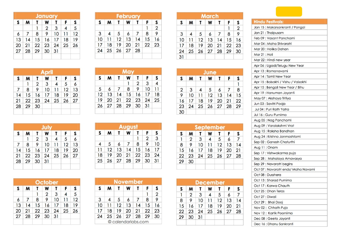 Calendar Of 2020 With Hindu Festival | Month Calendar Printable