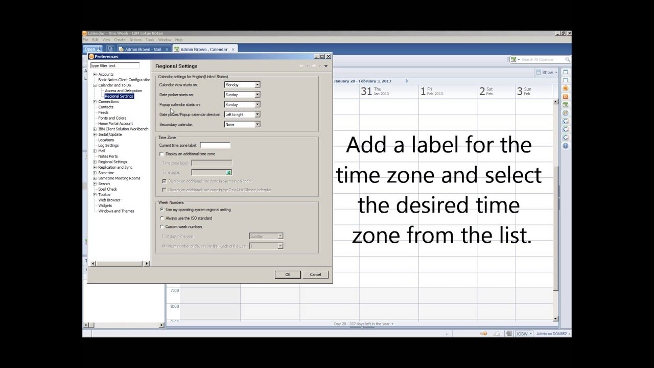 How To Add An Additional Time Zone To Your Lotus Notes Calendar