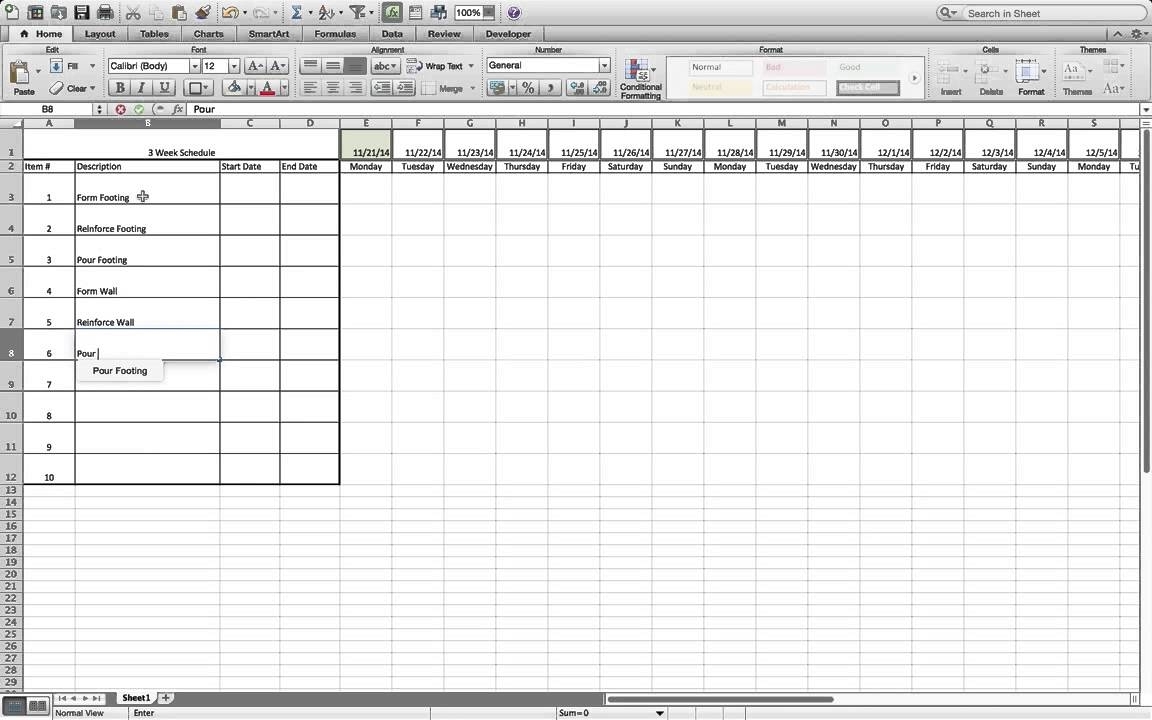 How To Build A Simple Three Week Rolling Schedule In Excel.
