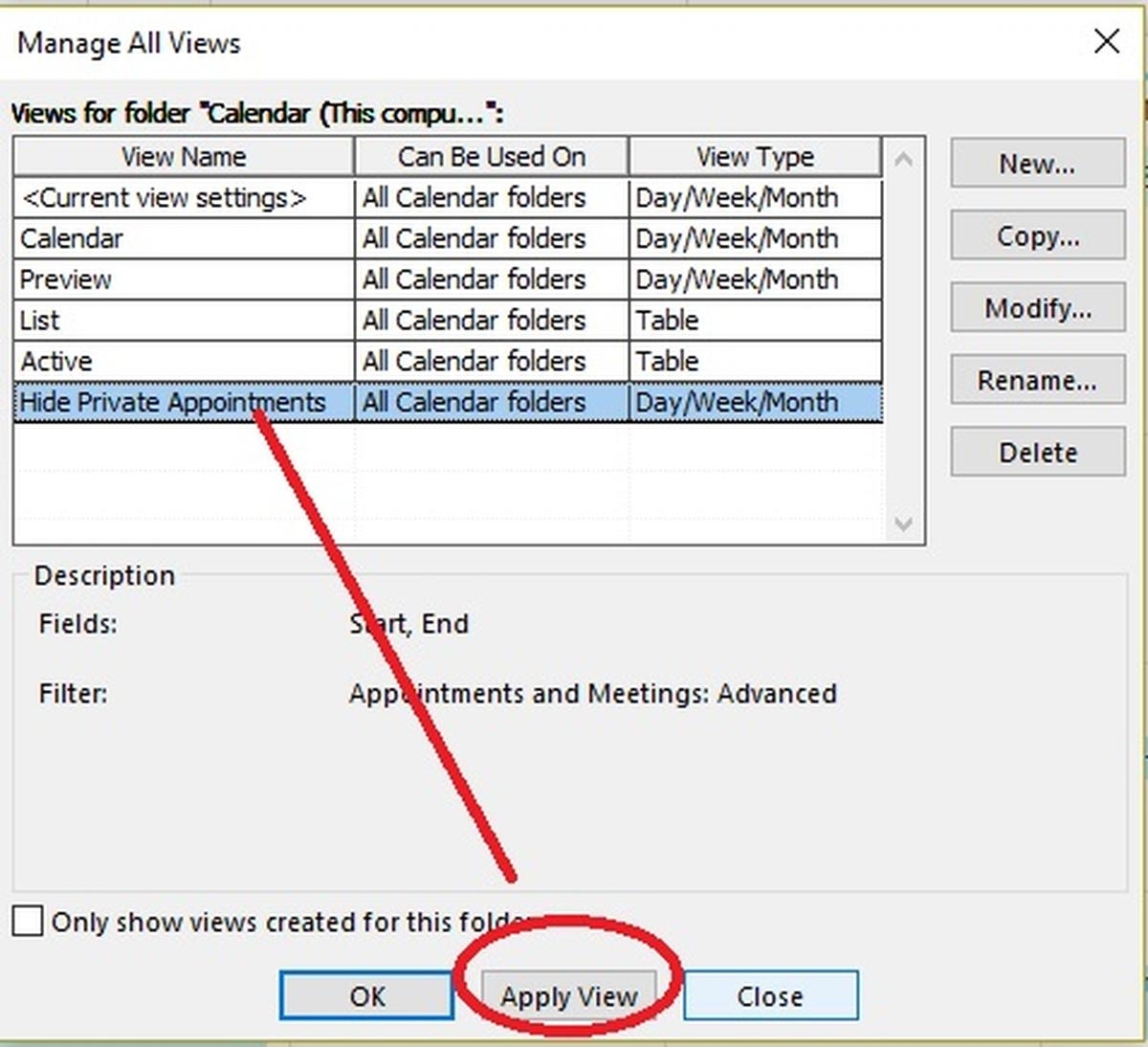 How To Hide Private Outlook Appointments Using A Custom View