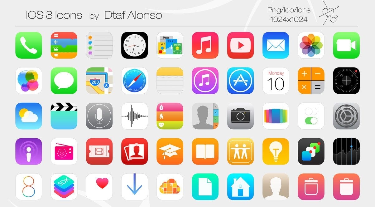 Ios 8 Iphone App Icons Printable (With Images) | Iphone Icon