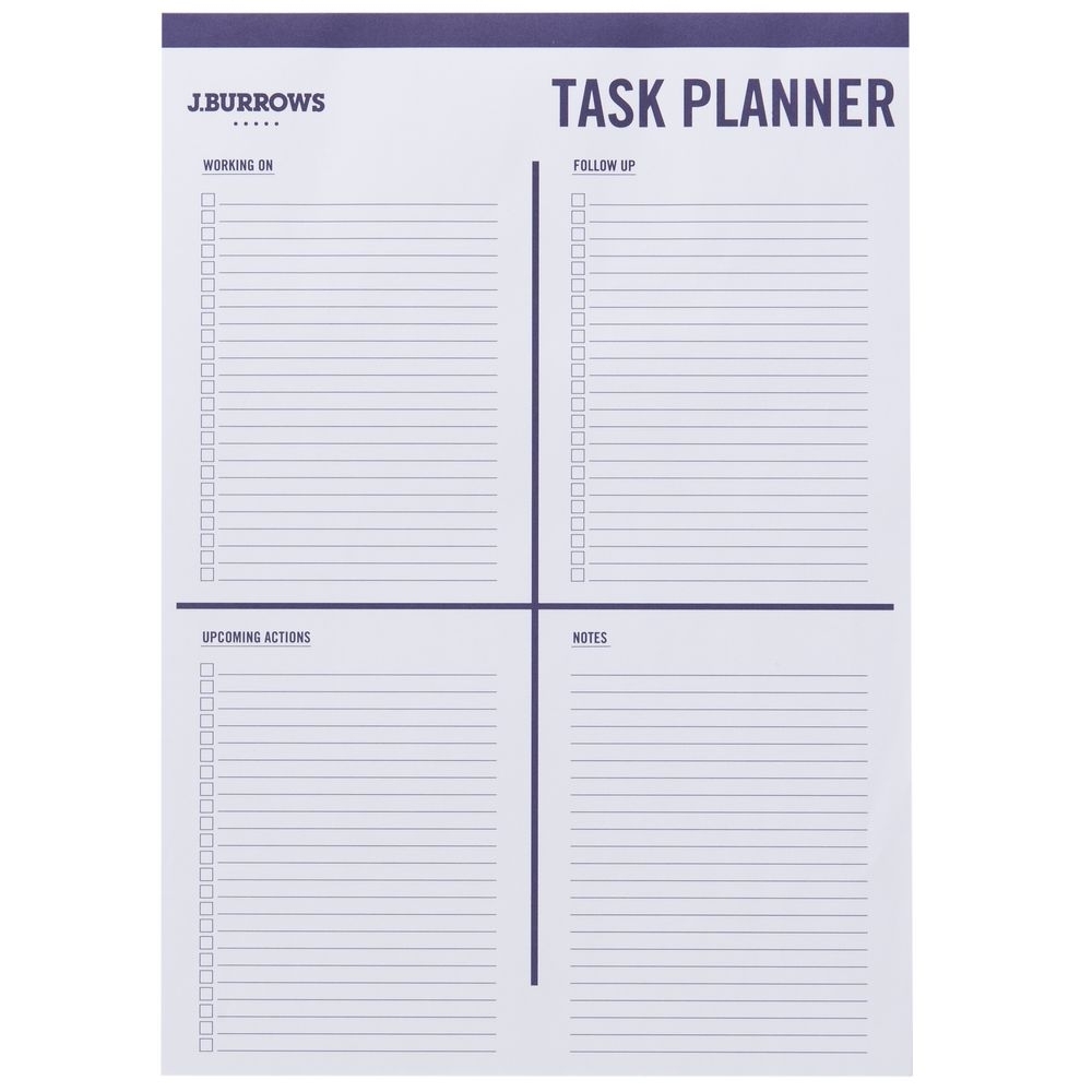 J.burrows A4 Undated Task Planner Pad 20 Sheet