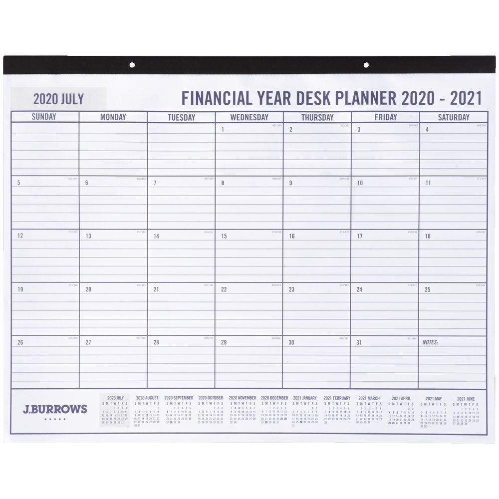 J.burrows Fy20/21 Monthly Desk Planner