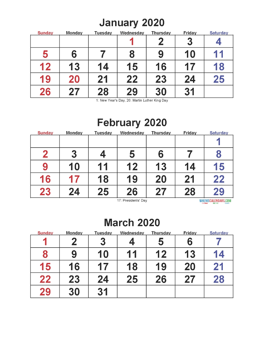 Page 3 Calendar 2020 | Month Calendar Printable