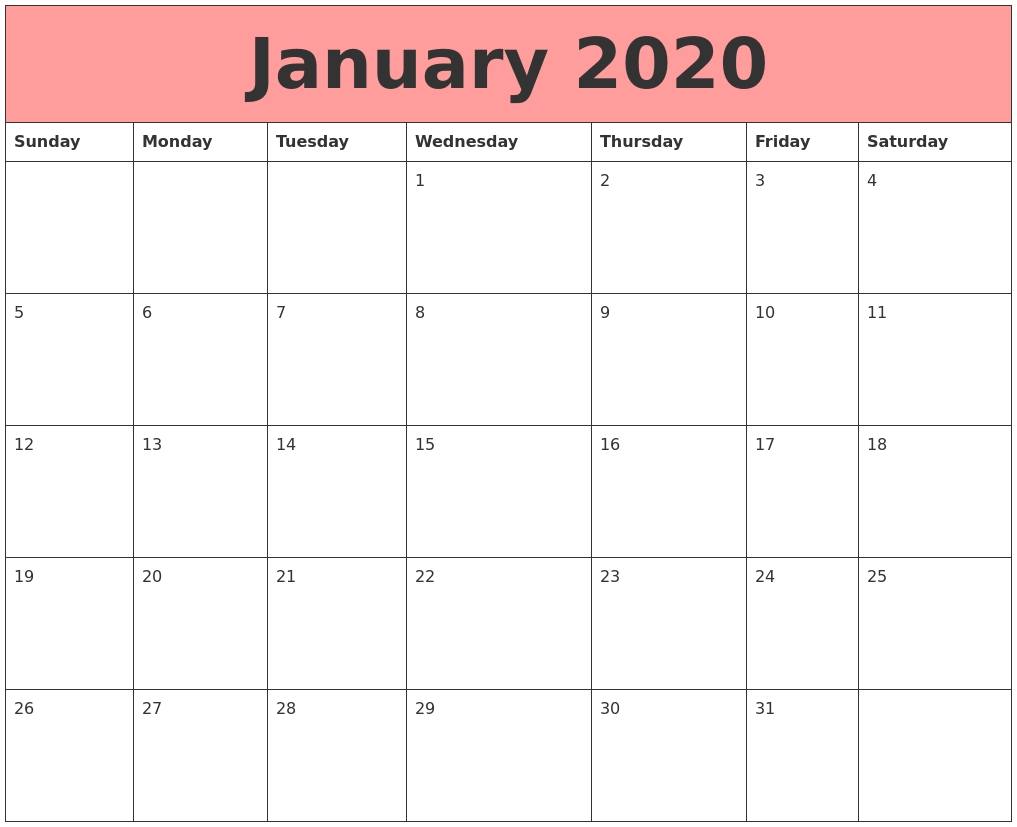 January 2020 Calendars That Work