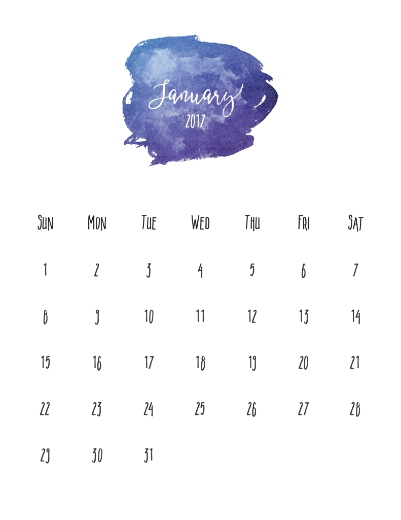 Jaunary 2017 Free Pretty Printable Calendar | Marinobambinos