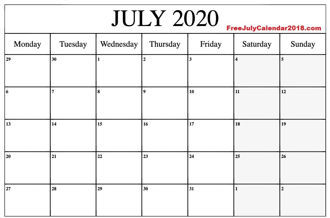 July 2020 Calendar Word Document In 2020 | Calendar