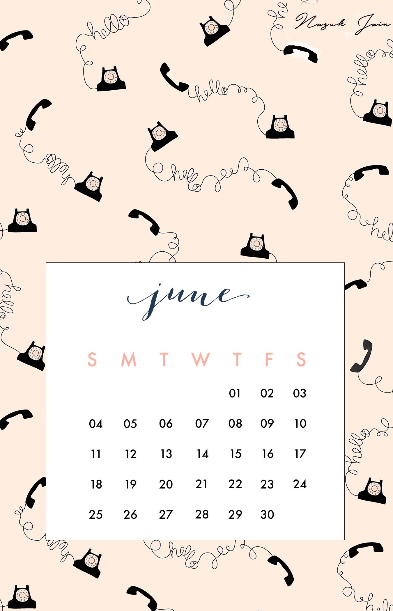 June - Free Calendar Printables 2017Nazuk Jain