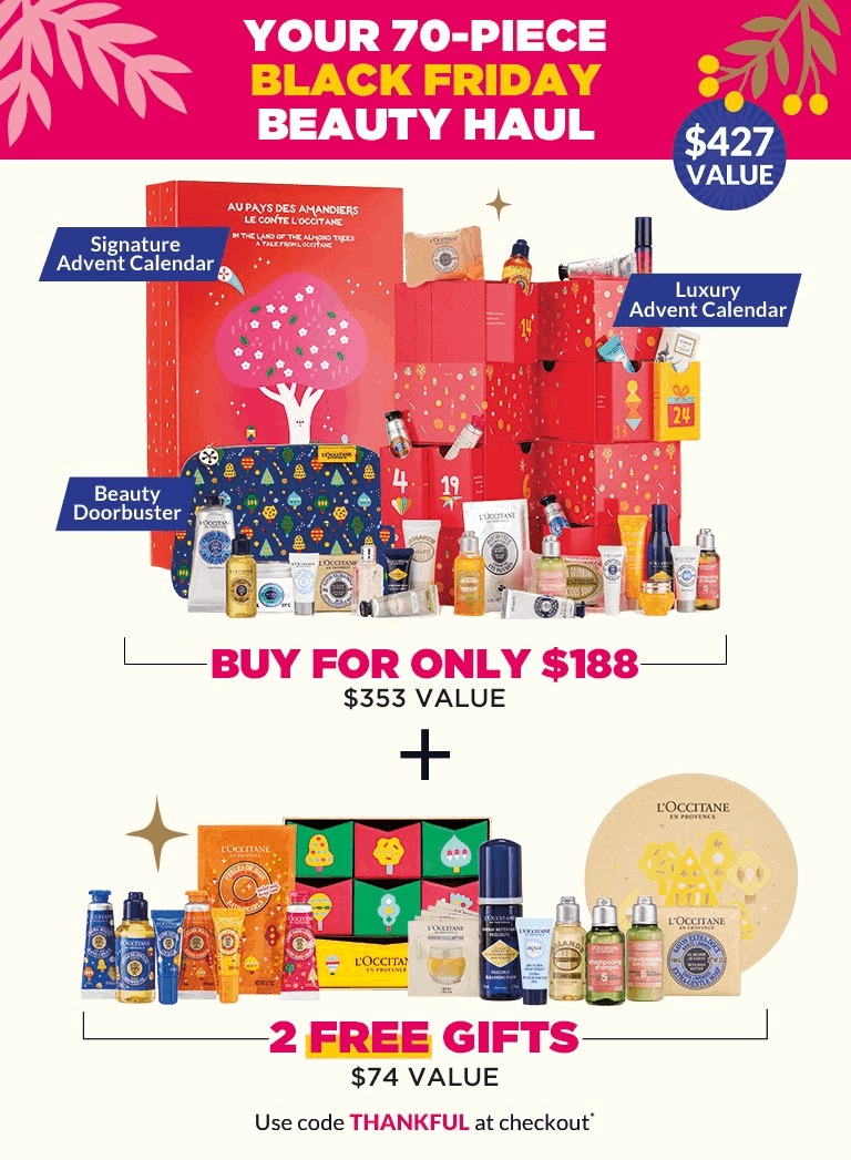 L&#039;occitane Black Friday Beauty Haul! Both Calendars + Free