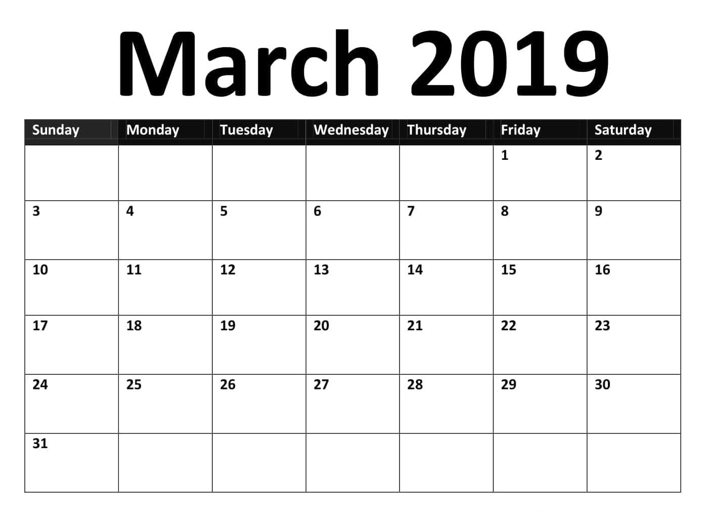 March 2019 Google Spreadsheet Calendar Template | Calendar