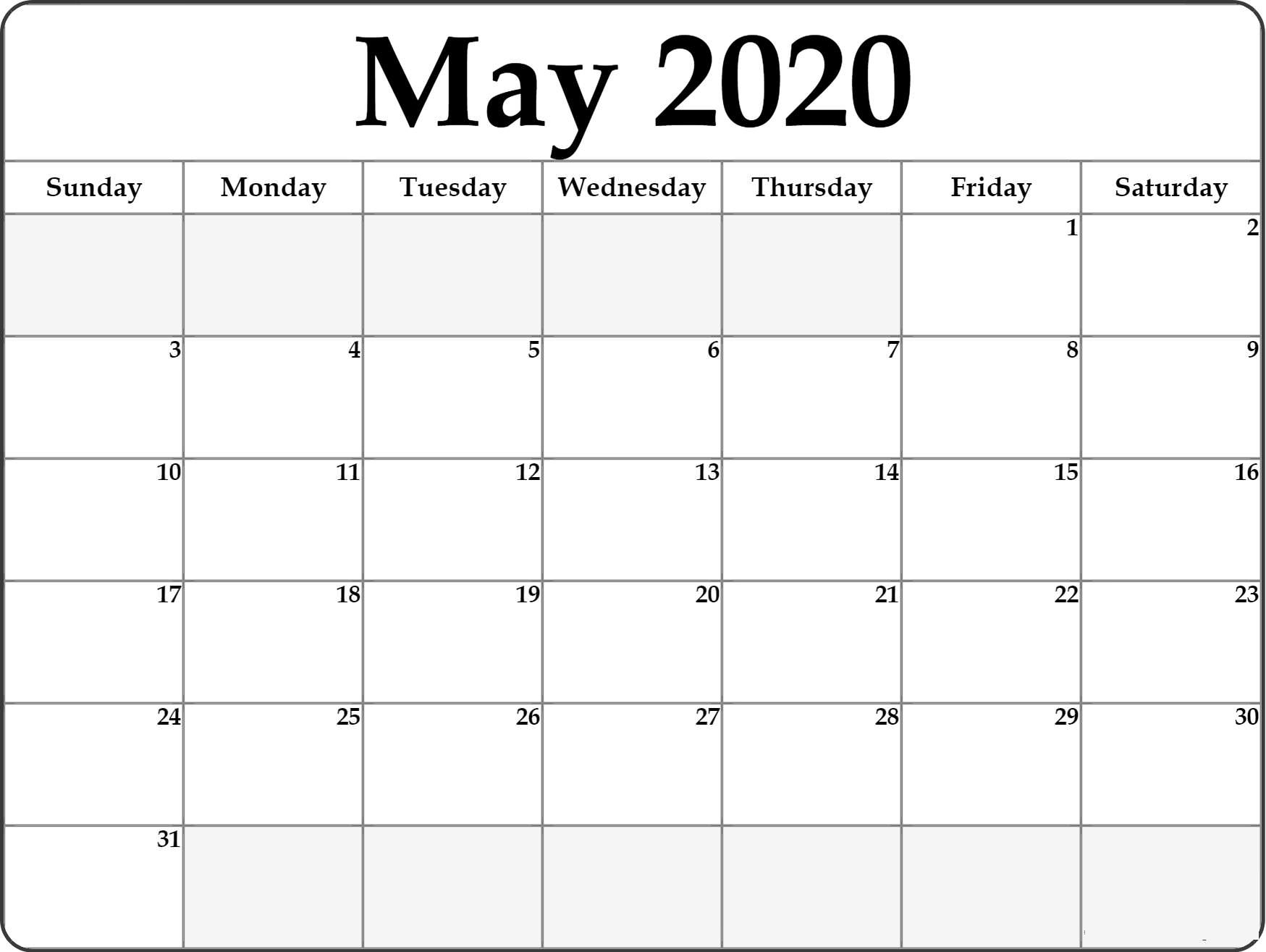 May 2020 Calendar Printable : 5 Best Template For Daily Use