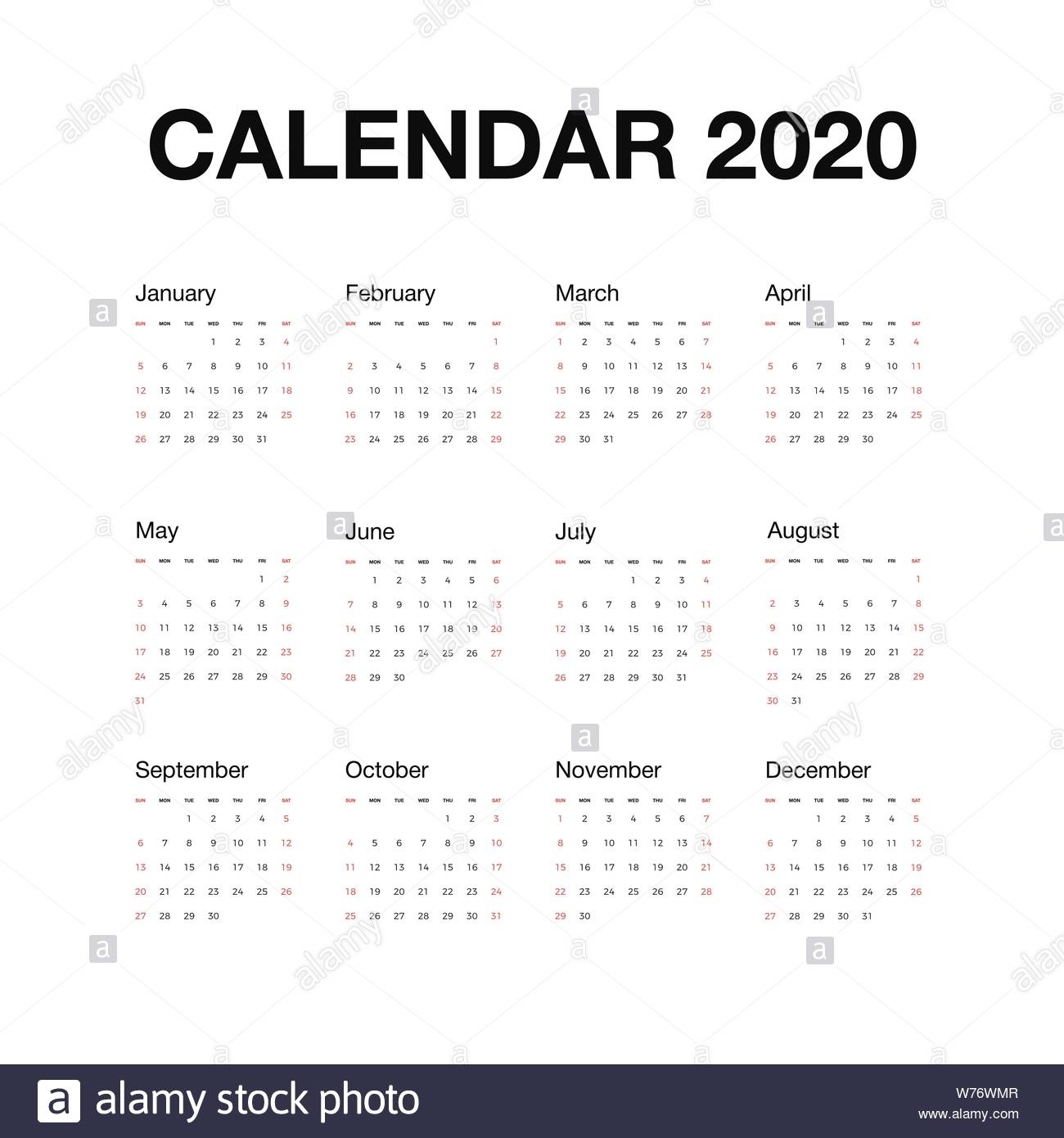 Minimalistic Desk Calendar 2020 Year. Calendar Design With