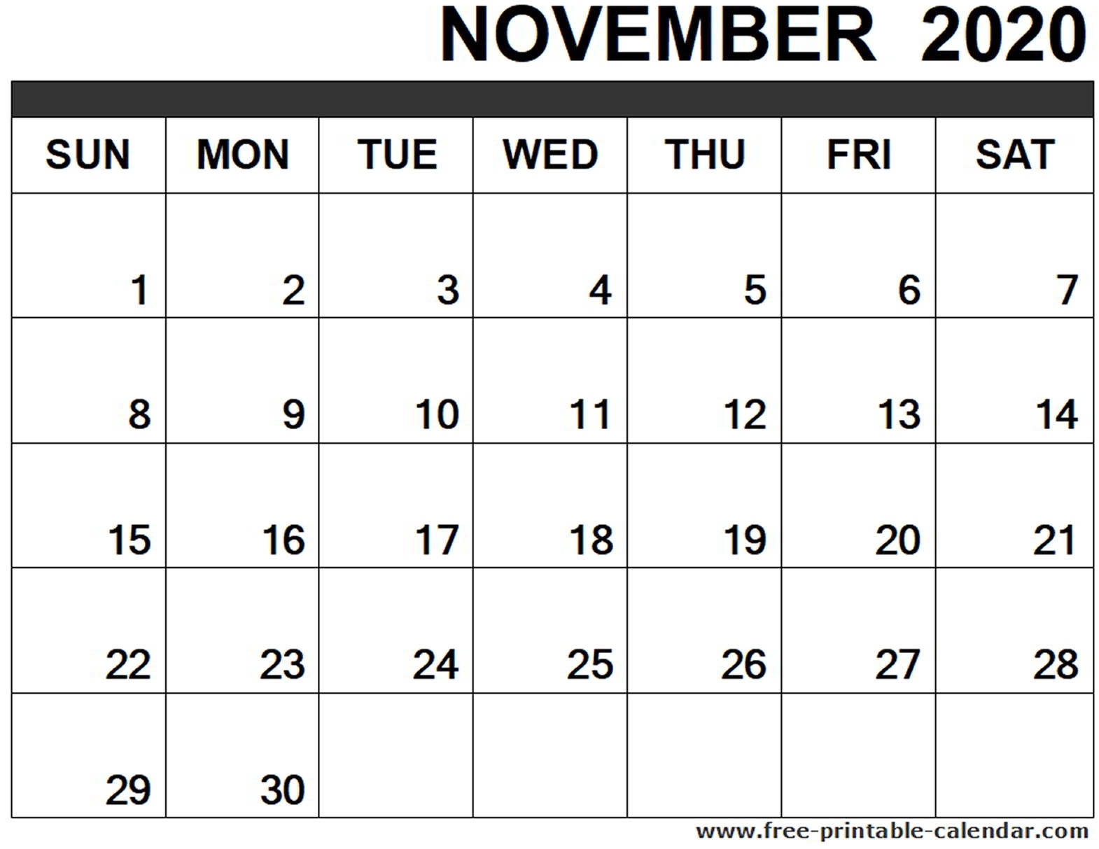 November 2020 Calendar Printable - Free-Printable-Calendar