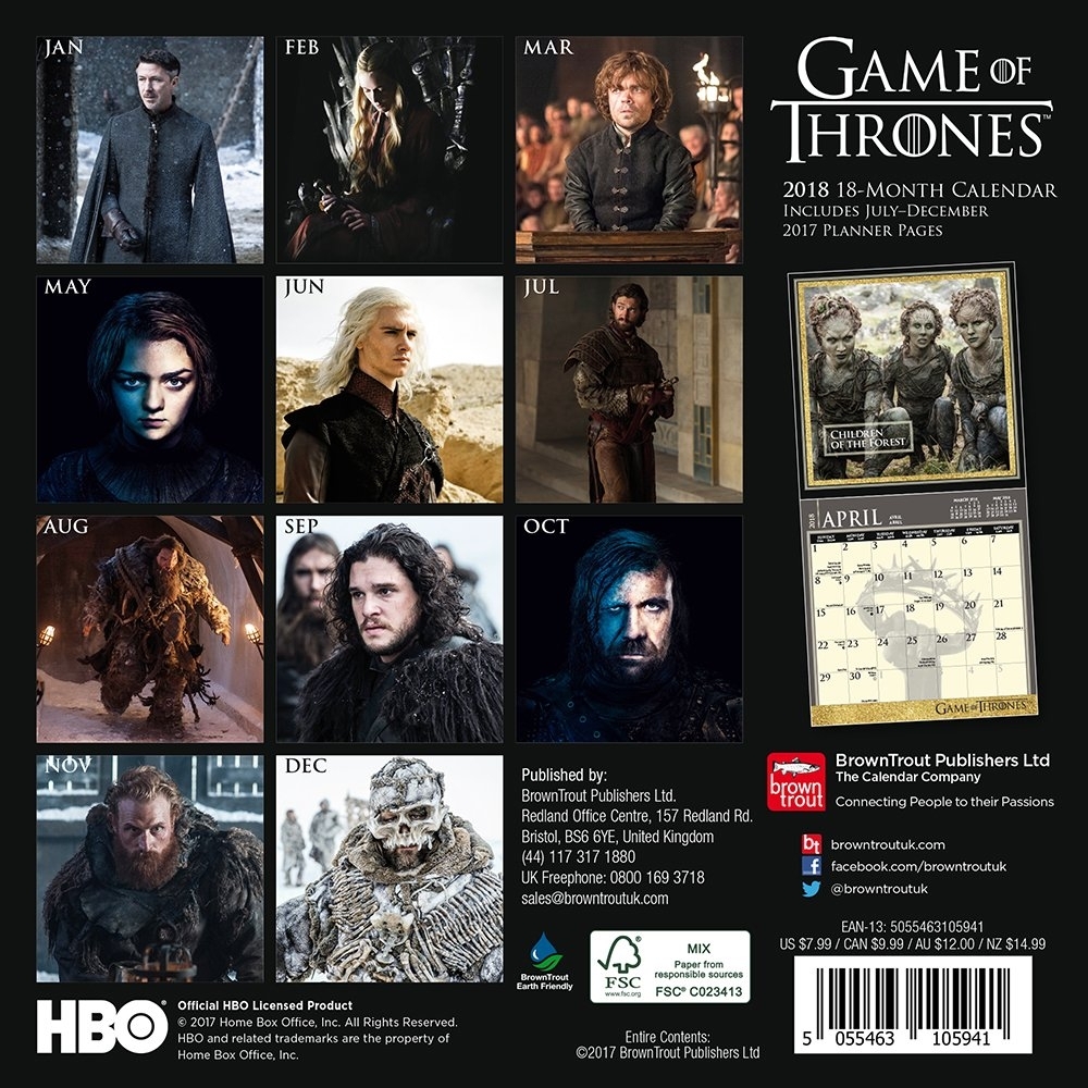 Official Game Of Thrones 2018 Mini Wall Calendar – Browntrout Uk