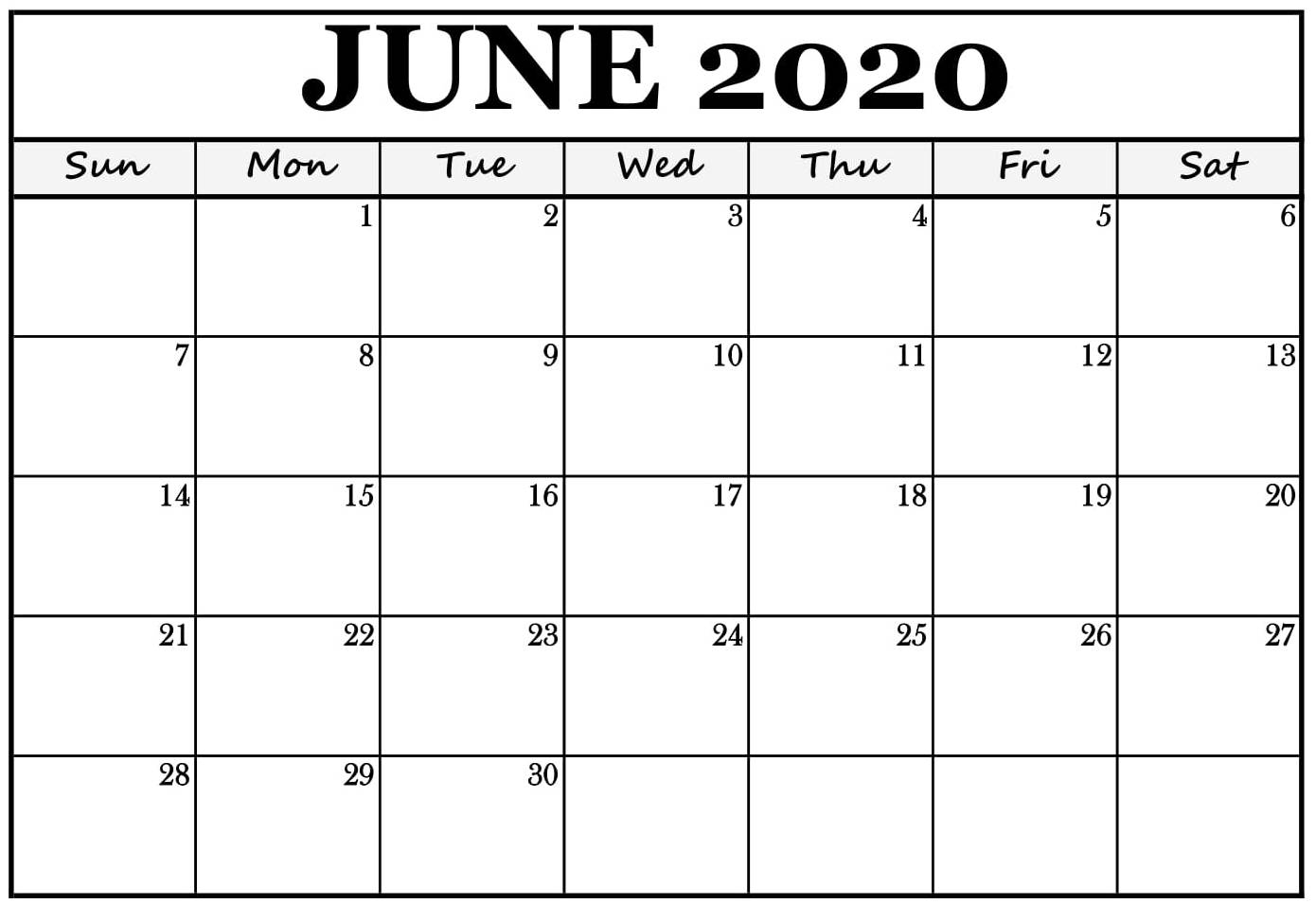 Print Calendar For June 2020 Daily Planner Template - Web