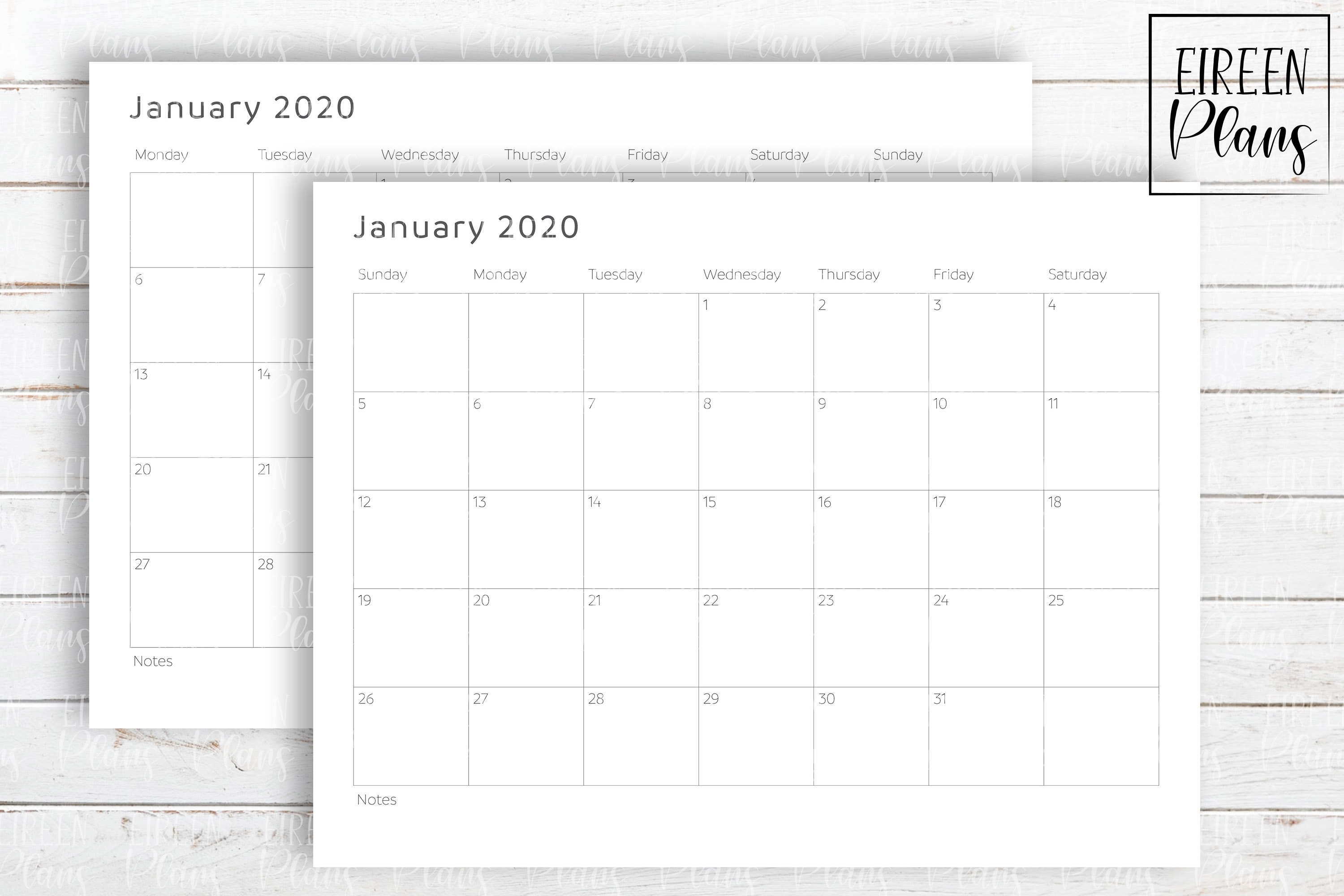 Printable 2020 Write-On Minimalist Calendar