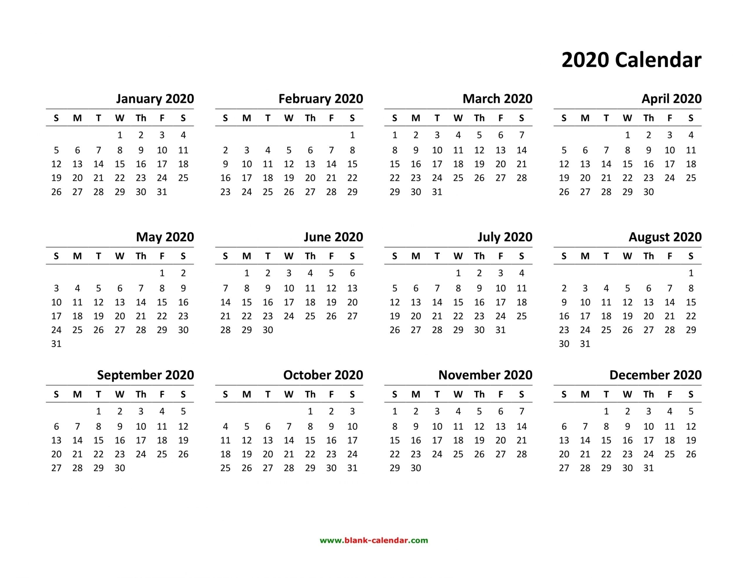 Printable Calendar 2020 Pdf Di 2020