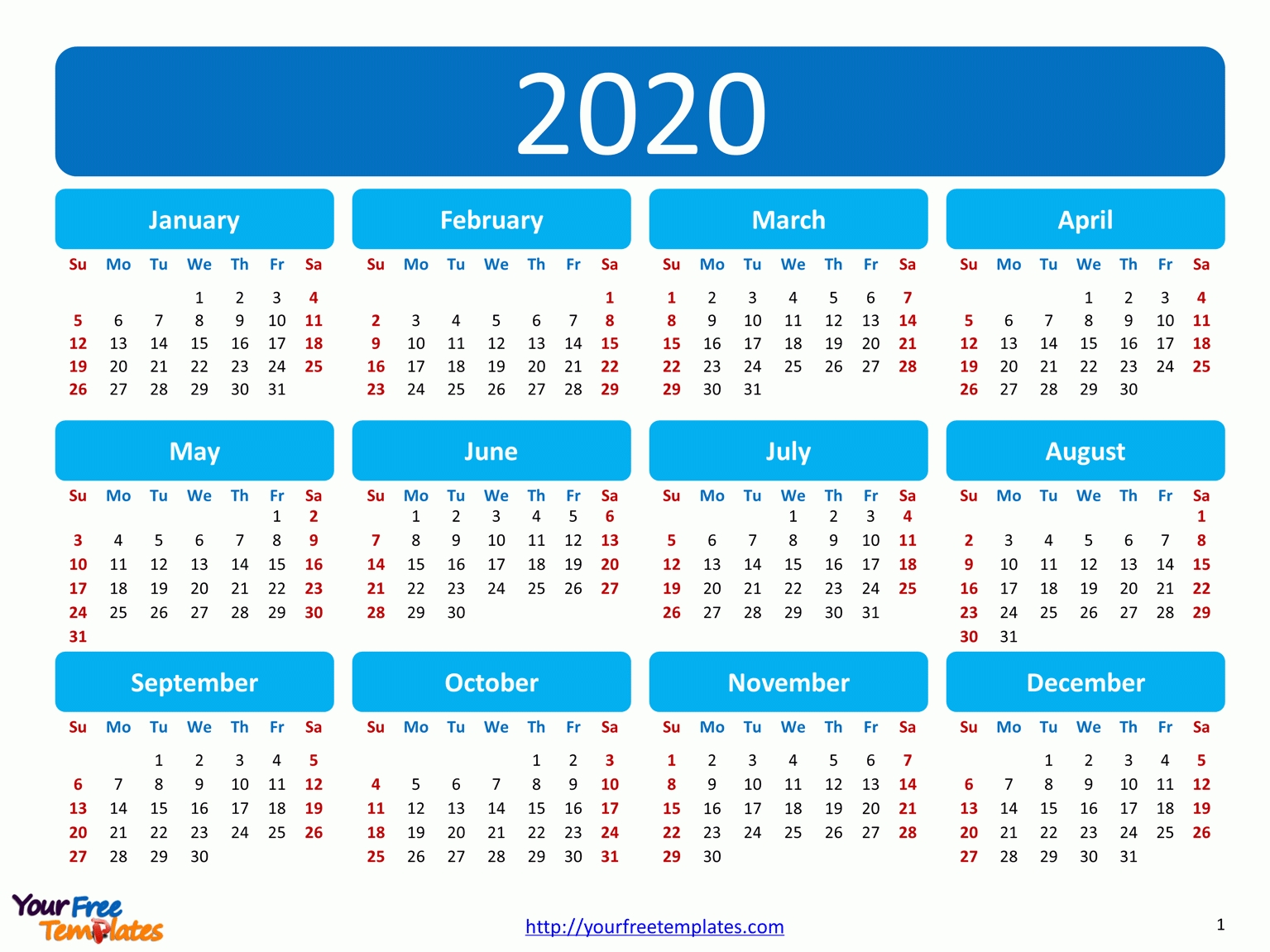 Calendar E N 2020 | Month Calendar Printable