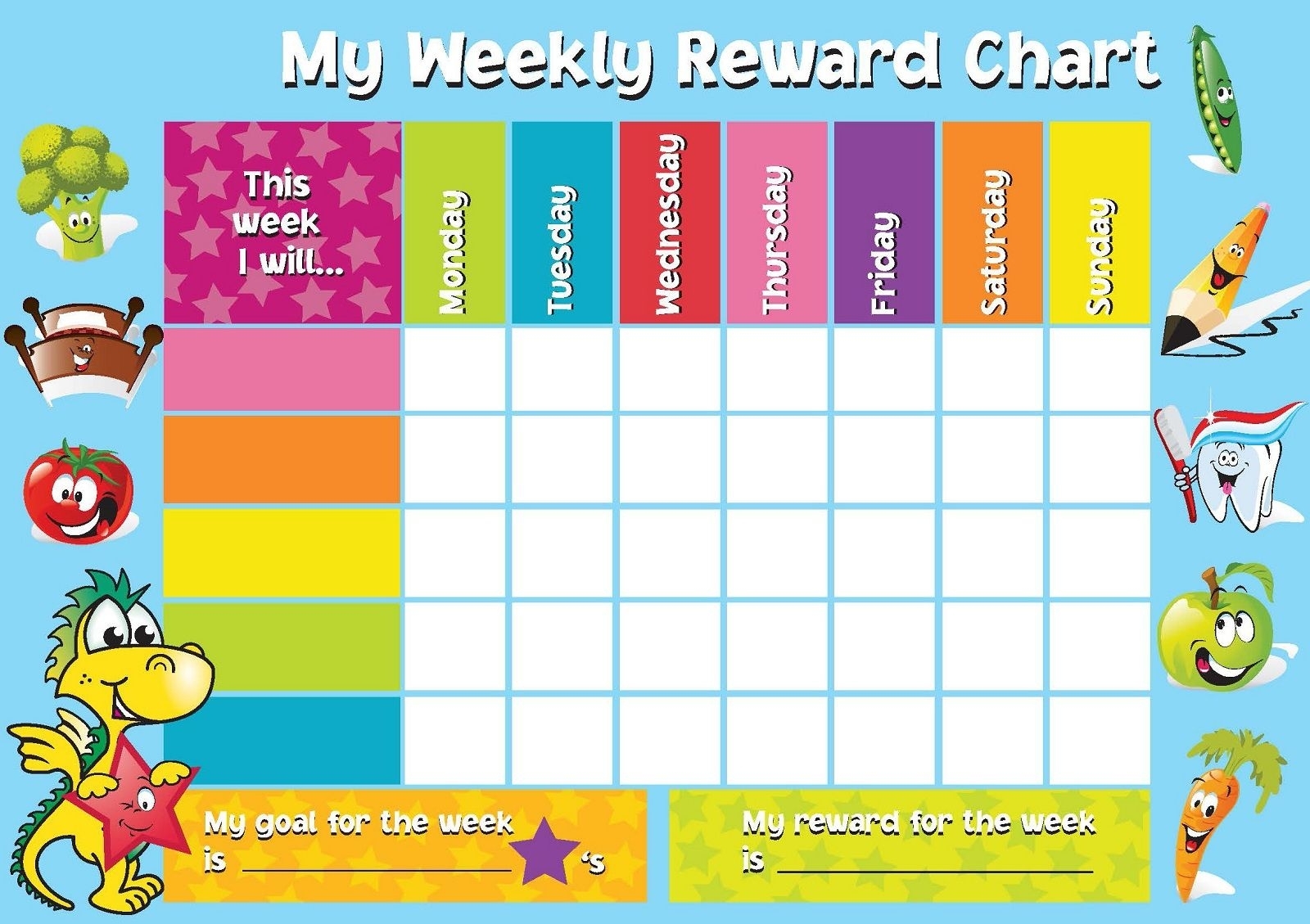 Printable Reward Chart Template (With Images) | Reward Chart