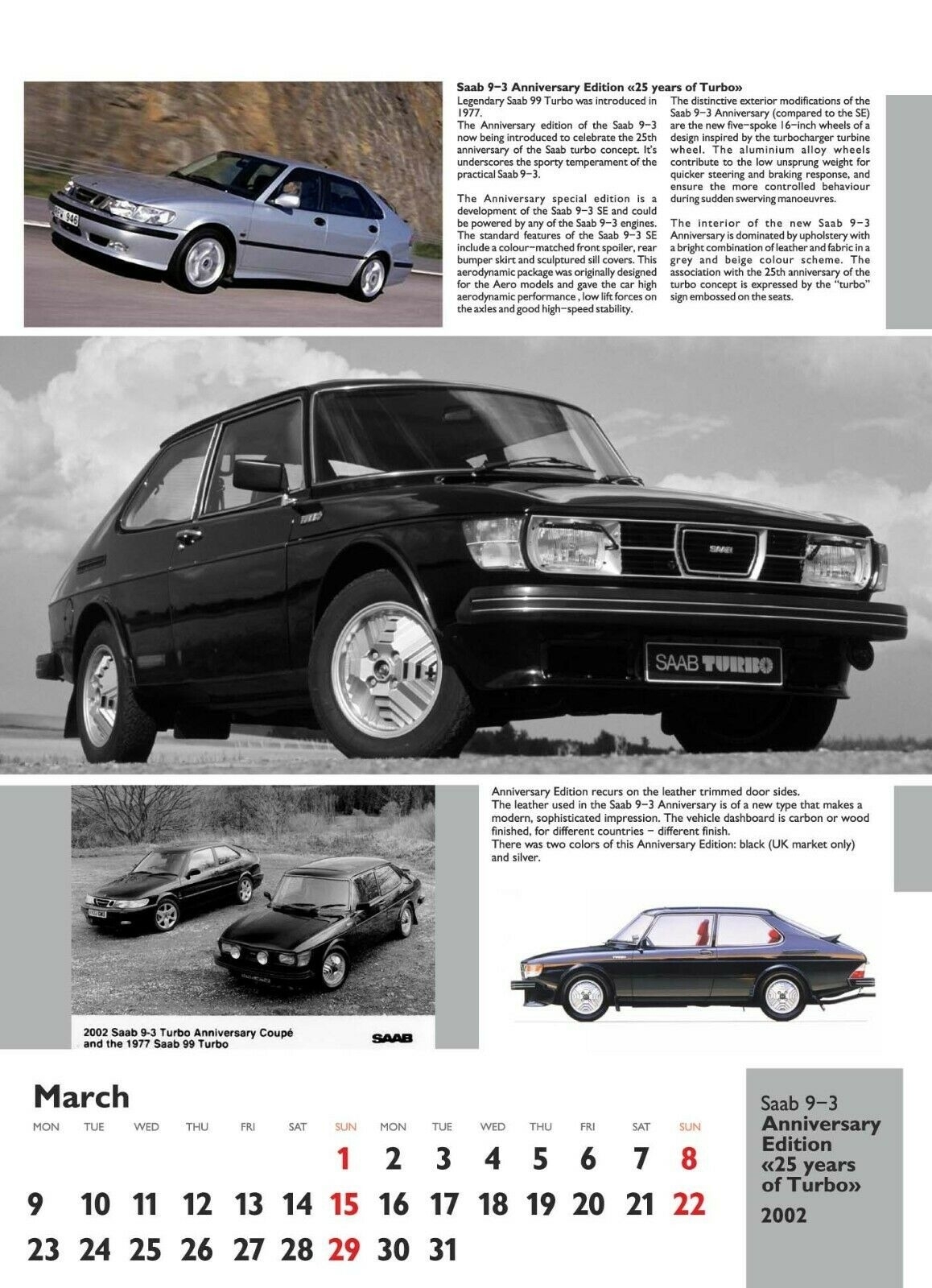 Saab Special Editions Calendar 2020, Saab 9-3 Og | Saab