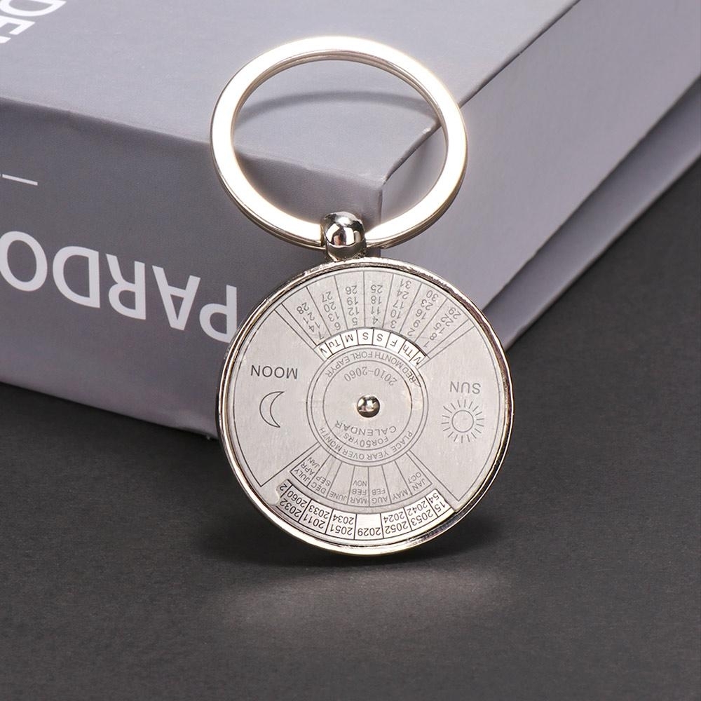 Silver Color 50 Years Perpetual Calendar Keyring Unique Compass Metal  Keychain Gift Car Bag Pendant Keyring Holder Gift Jewelry Designer  Keychains Key